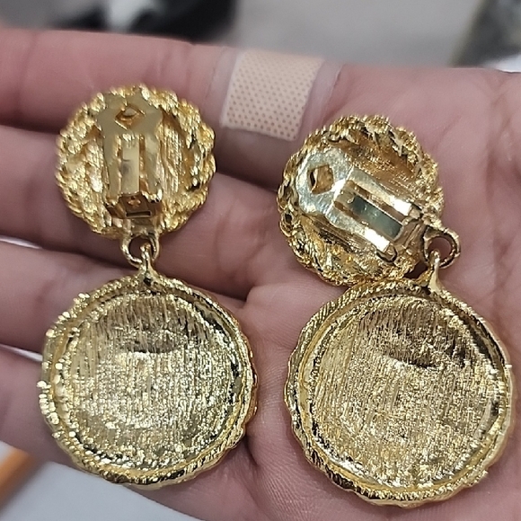 Gold Tone Nautical Anchor Drop Earrings - Picture 4 of 5